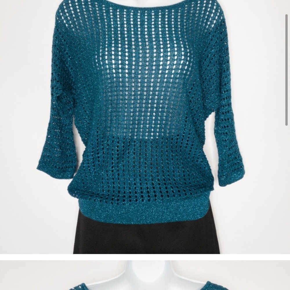 Express Teal Open Knit Sweater